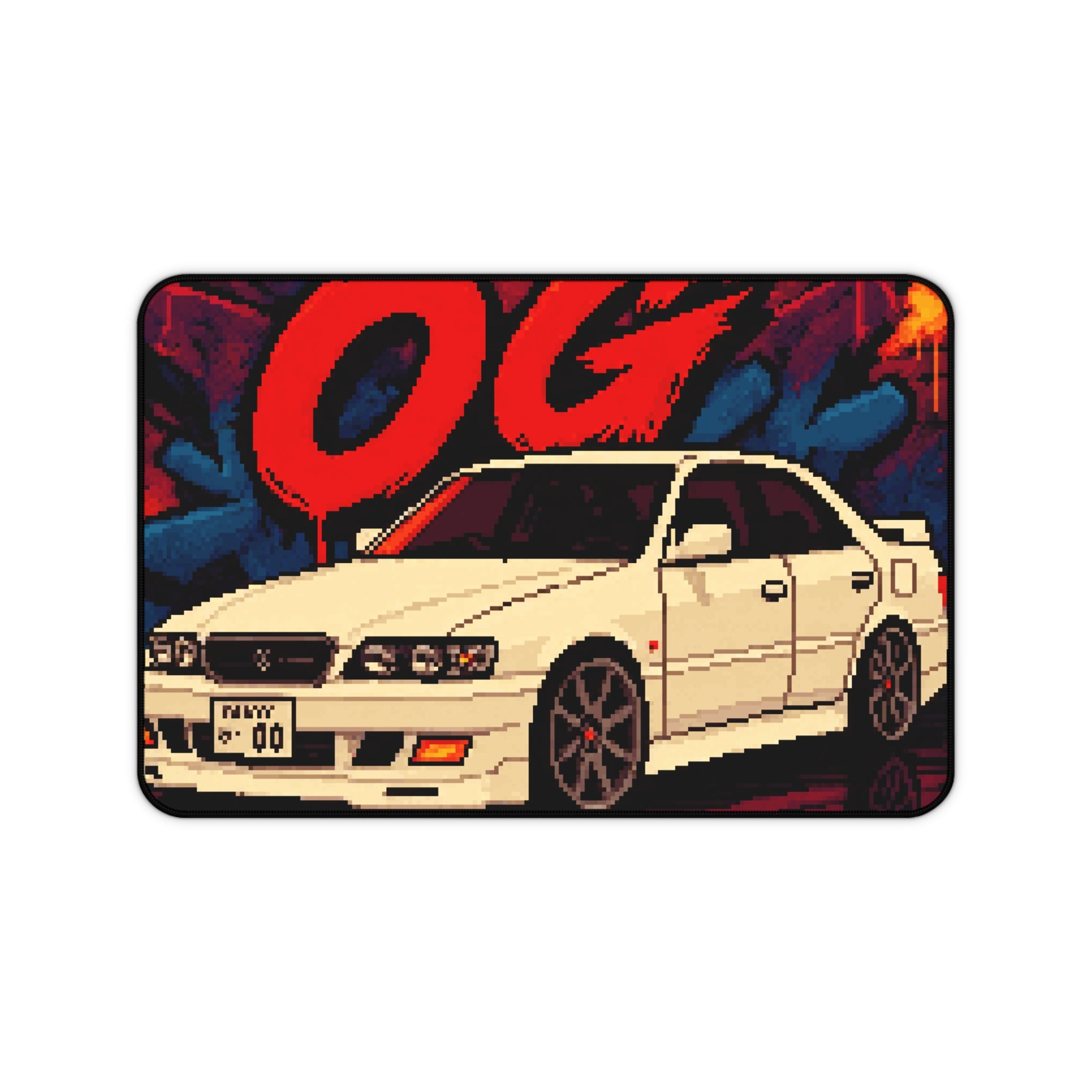 Popojijo OG Retro Pixel JDM Car Desk Mat | Racing Skyline Gaming Mouse Pad