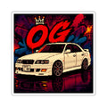 OG Retro JDM Car Square Sticker | Drift Tuned Coupe Sticker