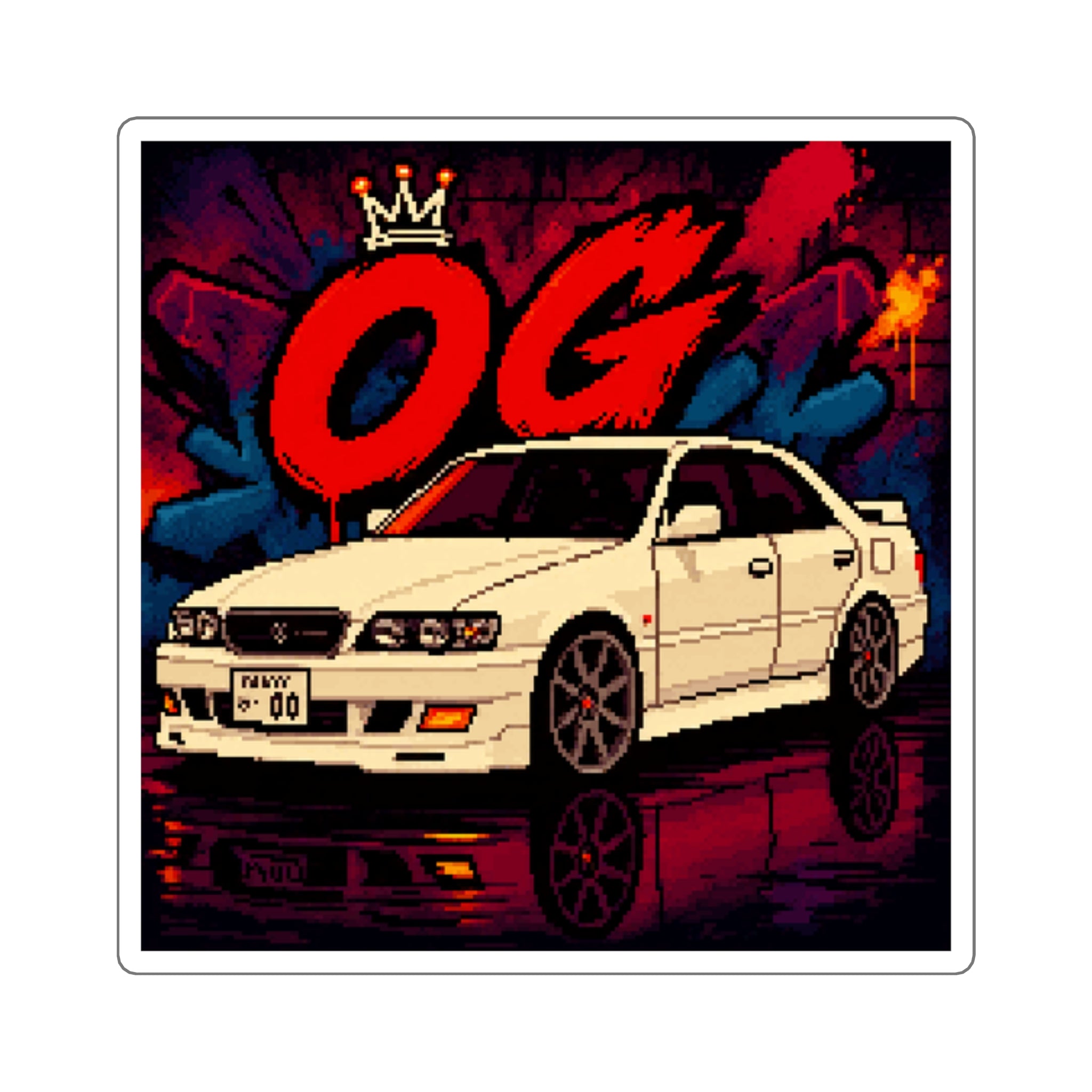 OG Retro JDM Car Square Sticker | Drift Tuned Coupe Sticker